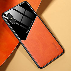 Xiaomi Redmi 9i用シリコンケース ソフトタッチラバー レザー柄 アンドマグネット式 Xiaomi オレンジ