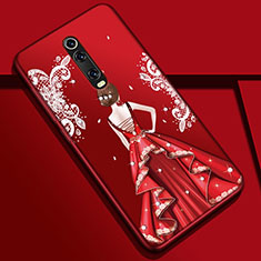 Xiaomi Redmi K20用シリコンケース ソフトタッチラバー バタフライ ドレスガール ドレス少女 カバー K01 Xiaomi レッド