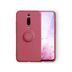 Xiaomi Redmi K20 Pro用極薄ソフトケース シリコンケース 耐衝撃 全面保護 アンド指輪 マグネット式 バンパー T07 Xiaomi レッド