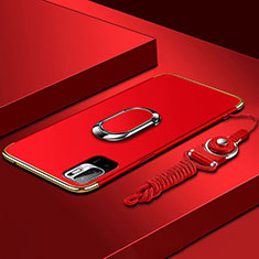 Xiaomi Redmi Note 10T 5G用ケース 高級感 手触り良い メタル兼プラスチック バンパー アンド指輪 Xiaomi レッド