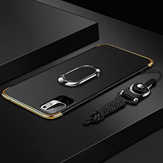 Xiaomi Redmi Note 10T 5G用ケース 高級感 手触り良い メタル兼プラスチック バンパー アンド指輪 Xiaomi ブラック
