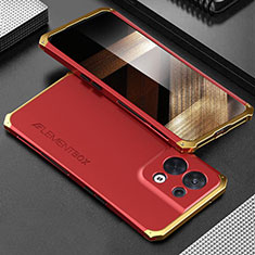 Xiaomi Redmi Note 13 5G用360度 フルカバー ケース 高級感 手触り良い アルミメタル 製の金属製 Xiaomi ゴールド・レッド