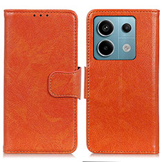 Xiaomi Redmi Note 13 Pro 5G用手帳型 レザーケース スタンド カバー N05P Xiaomi オレンジ
