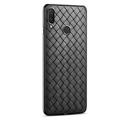 Xiaomi Redmi Note 7用シリコンケース ソフトタッチラバー レザー柄 S01 Xiaomi ブラック