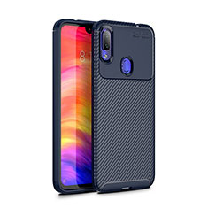 Xiaomi Redmi Note 7 Pro用シリコンケース ソフトタッチラバー ツイル カバー Xiaomi ネイビー