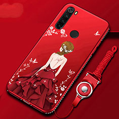 Xiaomi Redmi Note 8 (2021)用シリコンケース ソフトタッチラバー バタフライ ドレスガール ドレス少女 カバー Xiaomi レッド