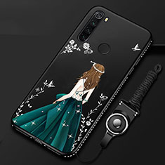 Xiaomi Redmi Note 8 (2021)用シリコンケース ソフトタッチラバー バタフライ ドレスガール ドレス少女 カバー Xiaomi ブラック