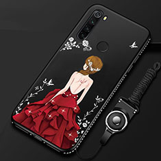 Xiaomi Redmi Note 8 (2021)用シリコンケース ソフトタッチラバー バタフライ ドレスガール ドレス少女 カバー Xiaomi レッド・ブラック