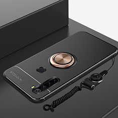 Xiaomi Redmi Note 8 (2021)用極薄ソフトケース シリコンケース 耐衝撃 全面保護 アンド指輪 マグネット式 バンパー Xiaomi ゴールド・ブラック