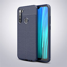 Xiaomi Redmi Note 8用シリコンケース ソフトタッチラバー レザー柄 カバー Xiaomi ネイビー