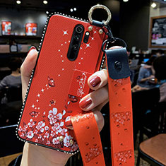 Xiaomi Redmi Note 8 Pro用シリコンケース ソフトタッチラバー 花 カバー K01 Xiaomi レッド