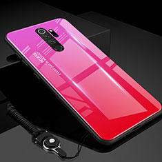 Xiaomi Redmi Note 8 Pro用ハイブリットバンパーケース プラスチック 鏡面 虹 グラデーション 勾配色 カバー H01 Xiaomi ローズレッド