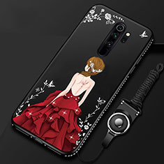 Xiaomi Redmi Note 8 Pro用シリコンケース ソフトタッチラバー バタフライ ドレスガール ドレス少女 カバー Xiaomi レッド・ブラック