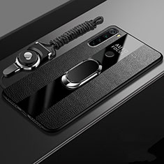 Xiaomi Redmi Note 8T用シリコンケース ソフトタッチラバー レザー柄 アンド指輪 マグネット式 T01 Xiaomi ブラック