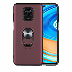 Xiaomi Redmi Note 9 Pro用極薄ソフトケース シリコンケース 耐衝撃 全面保護 アンド指輪 マグネット式 バンパー T01 Xiaomi ワインレッド