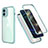 Apple iPhone 12用ハイブリットバンパーケース プラスチック 兼シリコーン カバー 前面と背面 360度 フル R05 アップル ライトグリーン