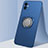 Apple iPhone 12用極薄ソフトケース シリコンケース 耐衝撃 全面保護 アンド指輪 マグネット式 バンパー N02 アップル ネイビー