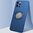 Apple iPhone 12 Pro用極薄ソフトケース シリコンケース 耐衝撃 全面保護 アンド指輪 マグネット式 バンパー N02 アップル ネイビー