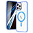Apple iPhone 12 Pro用極薄ソフトケース シリコンケース 耐衝撃 全面保護 クリア透明 カバー Mag-Safe 磁気 Magnetic SD1 アップル ブルー