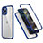 Apple iPhone 12 Pro Max用ハイブリットバンパーケース プラスチック 兼シリコーン カバー 前面と背面 360度 フル R05 アップル ネイビー