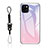 Apple iPhone 13 Mini用ハイブリットバンパーケース プラスチック 鏡面 虹 グラデーション 勾配色 カバー M01 アップル ピンク