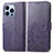 Apple iPhone 13 Pro用手帳型 レザーケース スタンド パターン カバー H03 アップル パープル