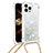 Apple iPhone 13 Pro Max用シリコンケース ソフトタッチラバー ブリンブリン カバー 携帯ストラップ S03 アップル ライトブルー