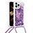 Apple iPhone 13 Pro Max用シリコンケース ソフトタッチラバー ブリンブリン カバー 携帯ストラップ S03 アップル パープル