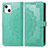 Apple iPhone 14用手帳型 レザーケース スタンド パターン カバー H05 アップル グリーン