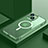 Apple iPhone 14 Plus用ケース 高級感 手触り良い メタル兼プラスチック バンパー Mag-Safe 磁気 Magnetic QC3 アップル グリーン