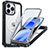 Apple iPhone 14 Pro Max用360度 フルカバー ハイブリットバンパーケース クリア透明 プラスチック カバー 360度 Mag-Safe 磁気 Magnetic T01 アップル ブラック