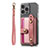 Apple iPhone 15 Pro用シリコンケース ソフトタッチラバー レザー柄 カバー SD6 アップル ピンク