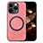 Apple iPhone 15 Pro Max用シリコンケース ソフトタッチラバー レザー柄 アンドマグネット式 S02D アップル ピンク