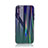 Apple iPhone 7用ハイブリットバンパーケース プラスチック 鏡面 虹 グラデーション 勾配色 カバー アップル シアン