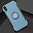 Apple iPhone XR用ハイブリットバンパーケース プラスチック アンド指輪 兼シリコーン カバー S01 アップル ブルー