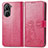 Asus Zenfone 9用手帳型 レザーケース スタンド 花 カバー Asus ローズレッド