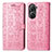 Asus Zenfone 9用手帳型 レザーケース スタンド パターン カバー S03D Asus ピンク