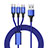 Lightning USBケーブル 充電ケーブル Android Micro USB Type-C ML01 ネイビー