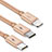 Lightning USBケーブル 充電ケーブル Android Micro USB Type-C ML03 ゴールド