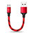 Micro USBケーブル 充電ケーブルAndroidユニバーサル 25cm S02 レッド