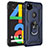 Google Pixel 4a用ハイブリットバンパーケース プラスチック アンド指輪 マグネット式 グーグル ネイビー