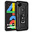 Google Pixel 4a用ハイブリットバンパーケース プラスチック アンド指輪 マグネット式 グーグル ブラック