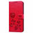 Huawei Honor 9A用手帳型 レザーケース スタンド カバー L05 ファーウェイ レッド