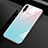 Huawei Honor 9X Pro用ハイブリットバンパーケース プラスチック 鏡面 虹 グラデーション 勾配色 カバー ファーウェイ シアン