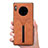 Huawei Mate 30用ケース 高級感 手触り良いレザー柄 R02 ファーウェイ オレンジ