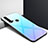 Huawei Nova 5i用ハイブリットバンパーケース プラスチック 鏡面 虹 グラデーション 勾配色 カバー H01 ファーウェイ ブルー
