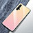 Huawei Nova 5T用ハイブリットバンパーケース プラスチック 鏡面 虹 グラデーション 勾配色 カバー ファーウェイ ピンク