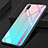 Huawei P20用ハイブリットバンパーケース プラスチック 鏡面 虹 グラデーション 勾配色 カバー ファーウェイ シアン