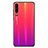 Huawei P30用ハイブリットバンパーケース プラスチック 鏡面 虹 グラデーション 勾配色 カバー M02 ファーウェイ レッド