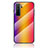Huawei P40 Lite 5G用ハイブリットバンパーケース プラスチック 鏡面 虹 グラデーション 勾配色 カバー LS2 ファーウェイ オレンジ